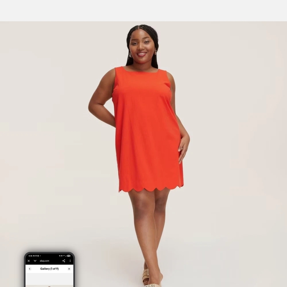kate spade Bright Orange Scallop-Hem Mini Dress
